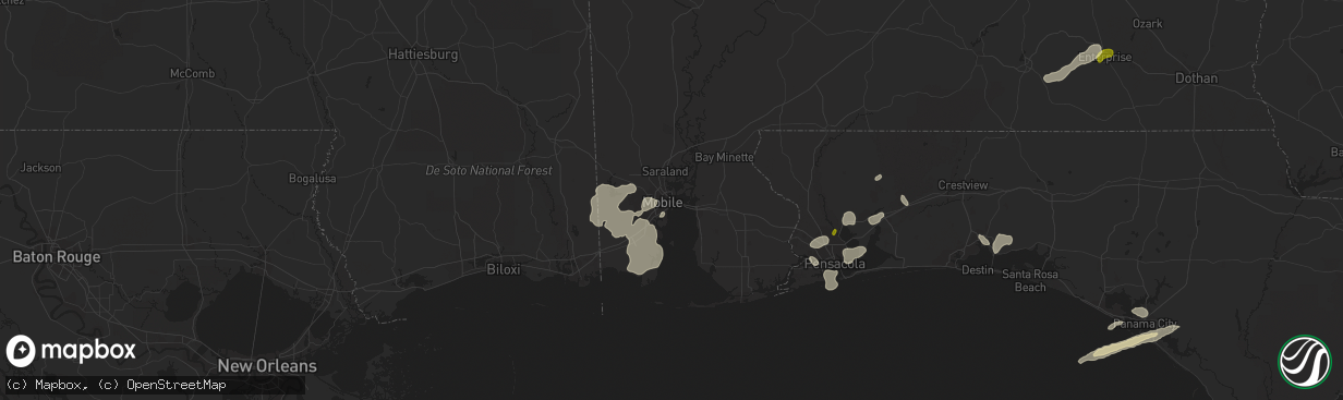 Hail map in Mobile, AL on March 24, 2016