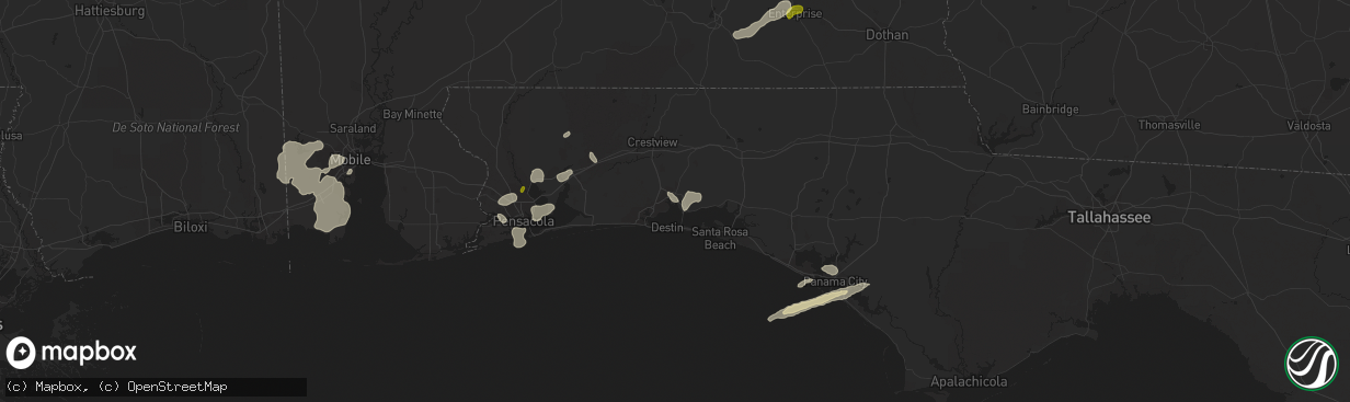 Hail map in Niceville, FL on March 24, 2016