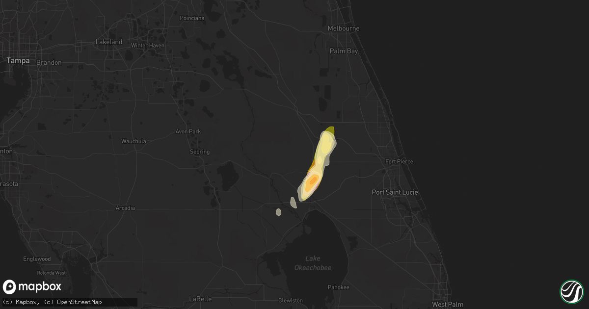 Hail map in Okeechobee, FL on March 24, 2016