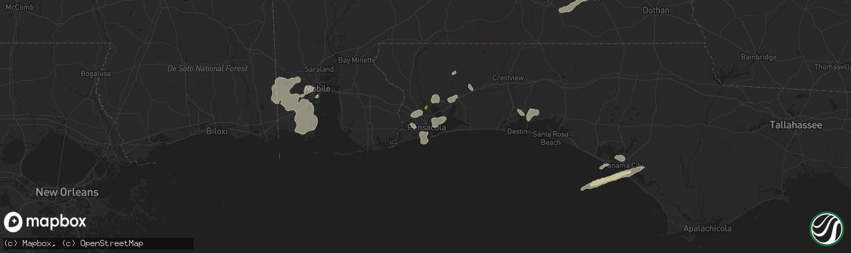 Hail map in Pensacola, FL on March 24, 2016