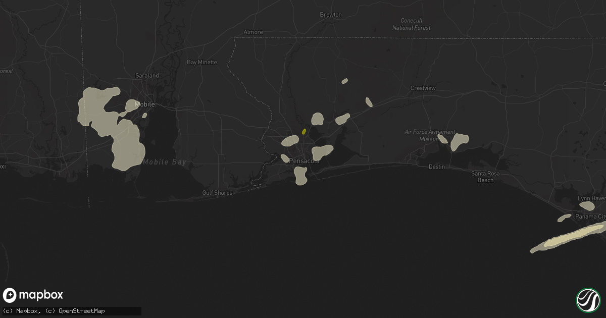 Hail map in Pensacola, FL on March 24, 2016