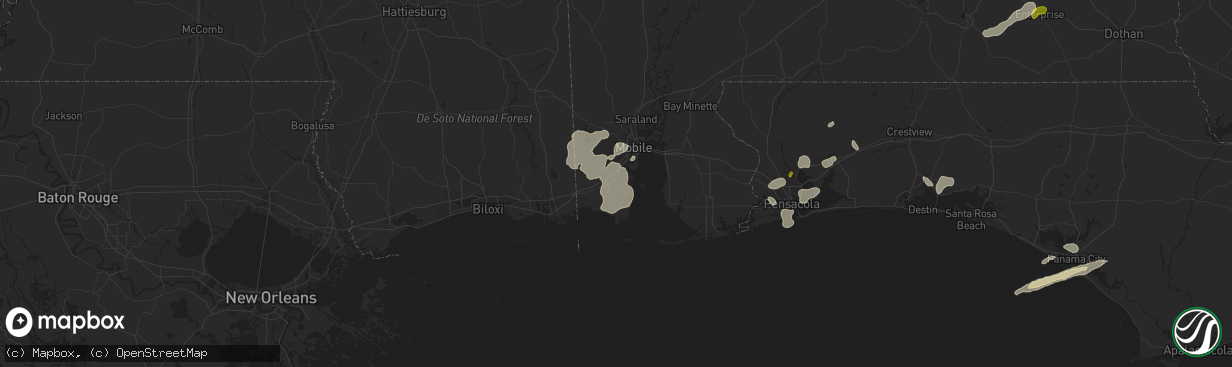 Hail map in Theodore, AL on March 24, 2016