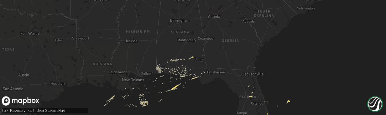 Hail map on March 24, 2016