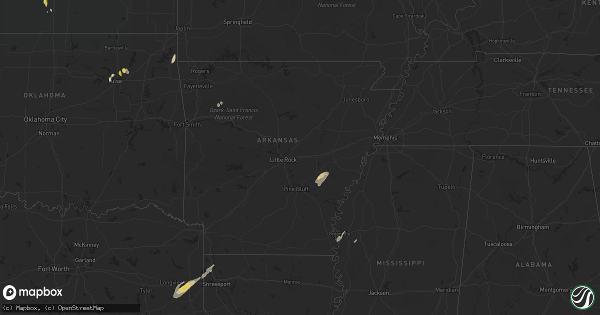 Hail map in Arkansas on March 24, 2017
