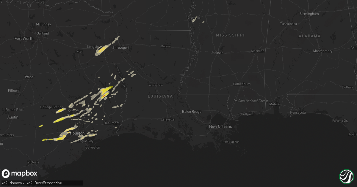 Hail map in Louisiana on March 24, 2017