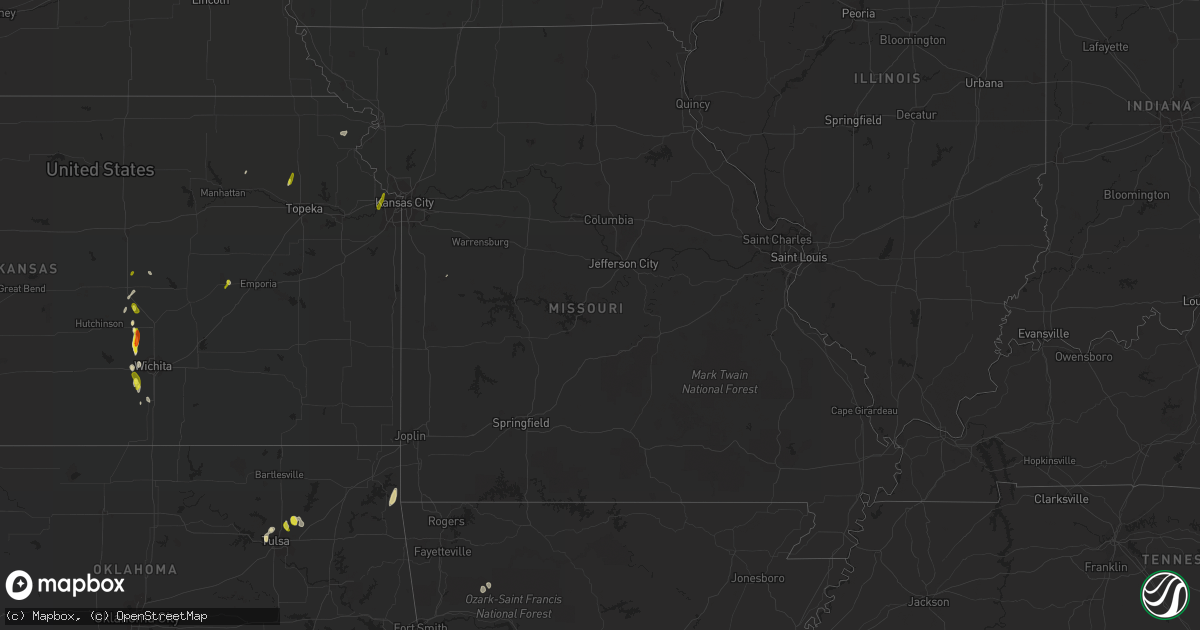 Hail map in Missouri on March 24, 2017
