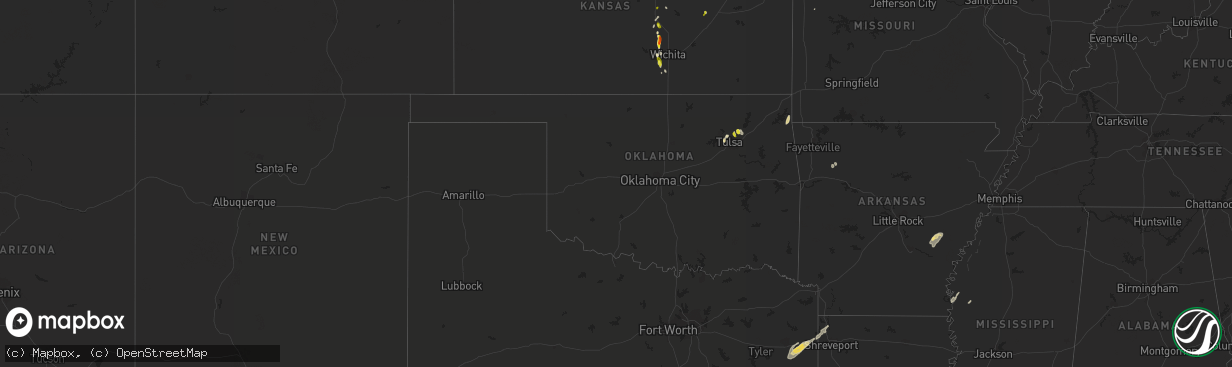 Hail map in Oklahoma on March 24, 2017