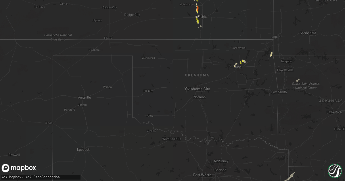 Hail map in Oklahoma on March 24, 2017