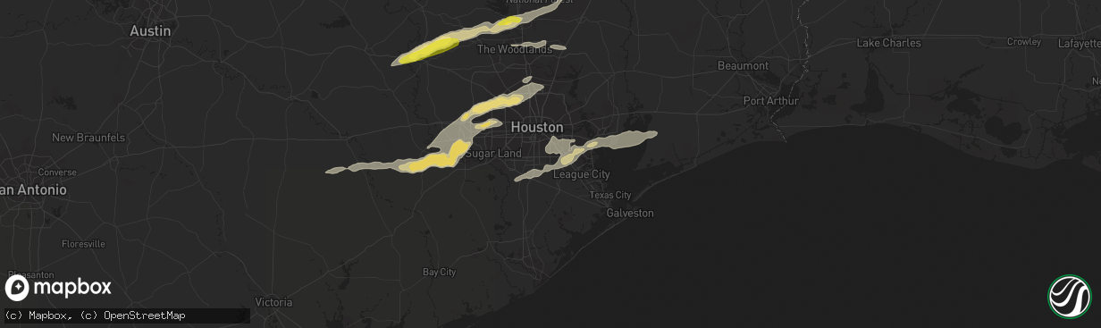 Hail map in Pearland, TX on March 24, 2017