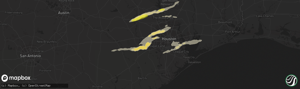 Hail map in Richmond, TX on March 24, 2017