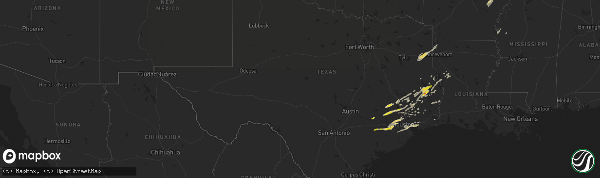 Hail map in Texas on March 24, 2017