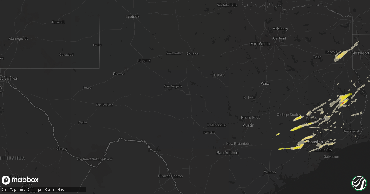 Hail map in Texas on March 24, 2017