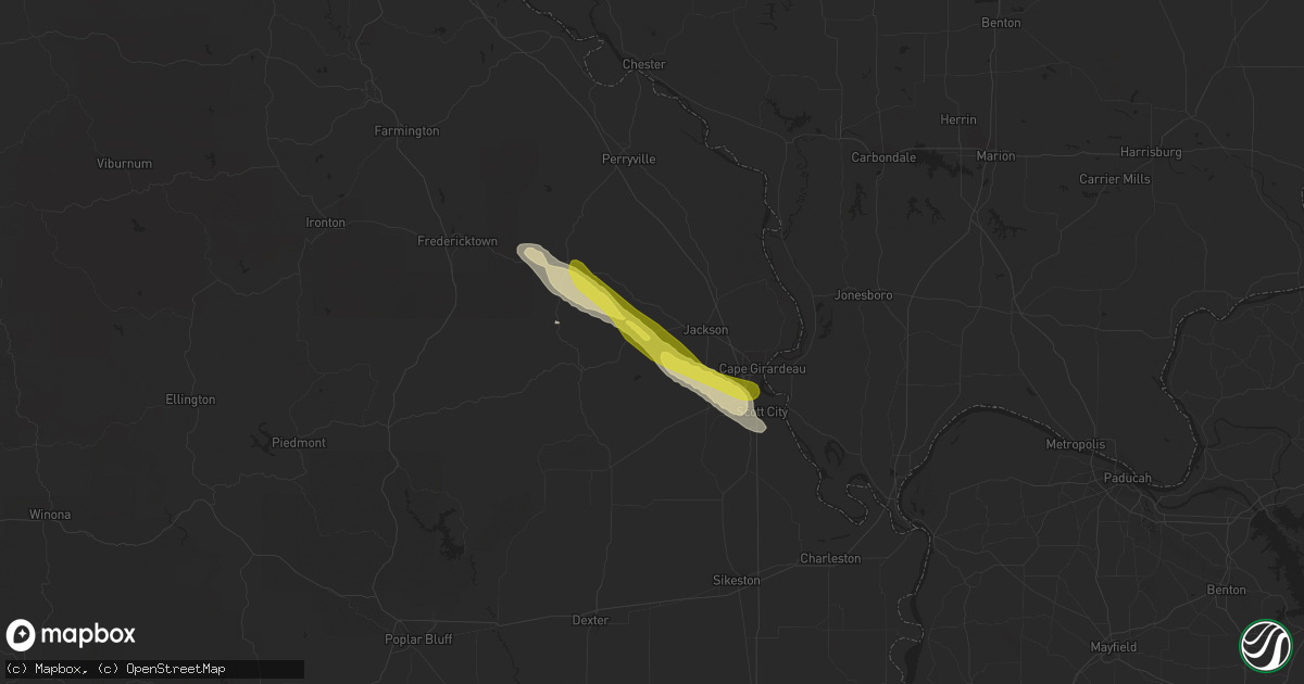 Hail map in Burfordville, MO on March 24, 2018