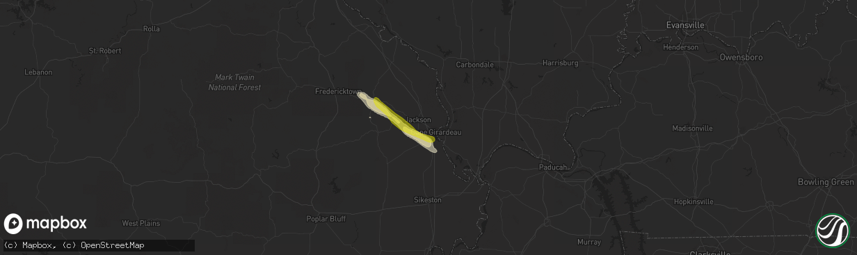 Hail map in Cape Girardeau, MO on March 24, 2018