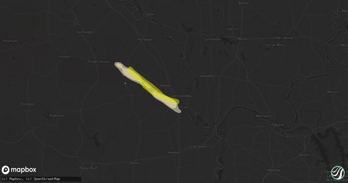 Hail map in Cape Girardeau, MO on March 24, 2018