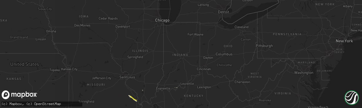 Hail map in Indiana on March 24, 2018