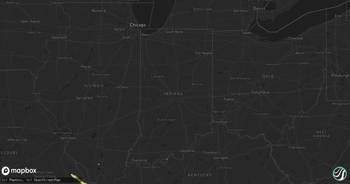 Hail map in Indiana on March 24, 2018
