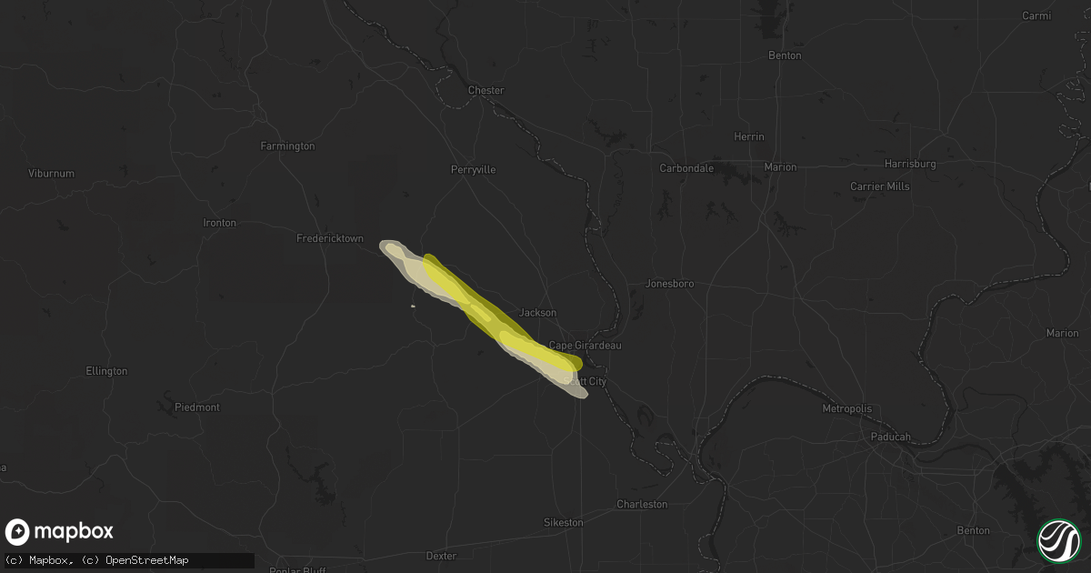 Hail map in Jackson, MO on March 24, 2018