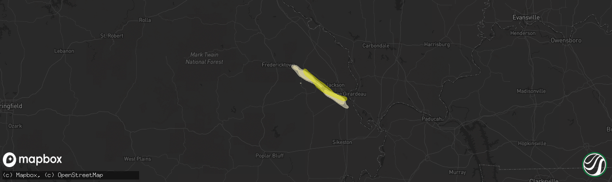 Hail map in Marble Hill, MO on March 24, 2018