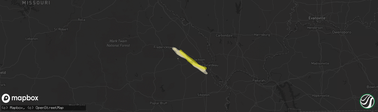 Hail map in Millersville, MO on March 24, 2018