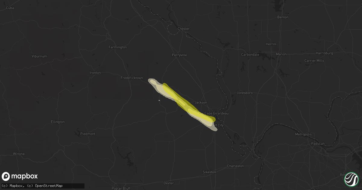 Hail map in Millersville, MO on March 24, 2018