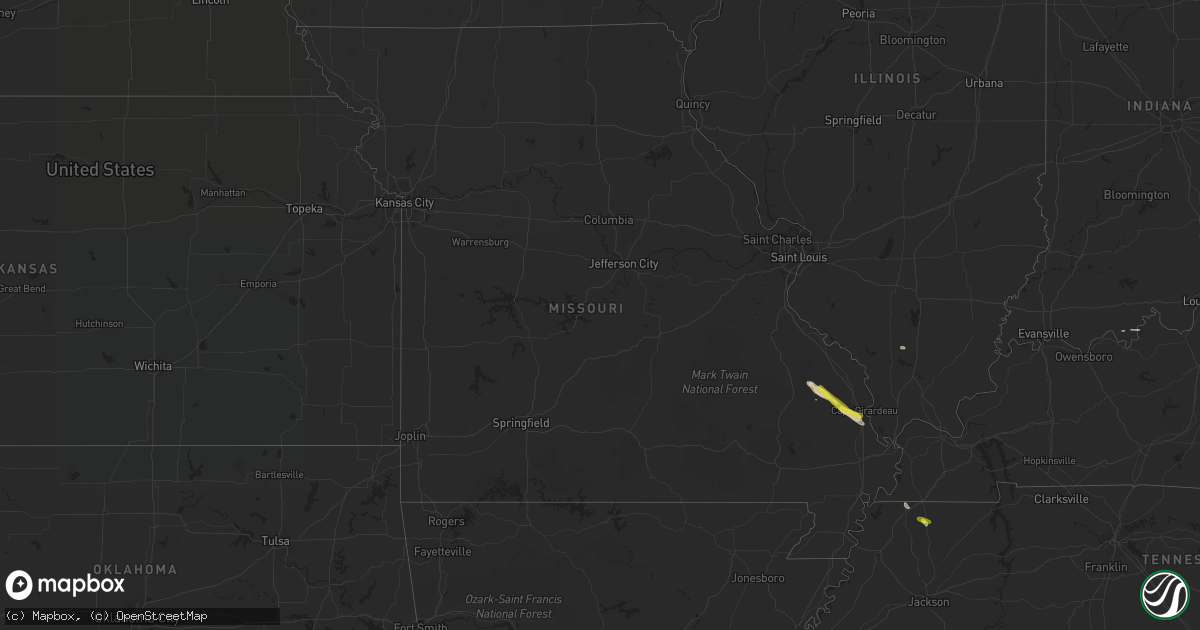 Hail map in Missouri on March 24, 2018