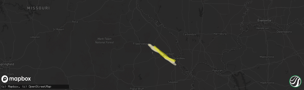 Hail map in Patton, MO on March 24, 2018