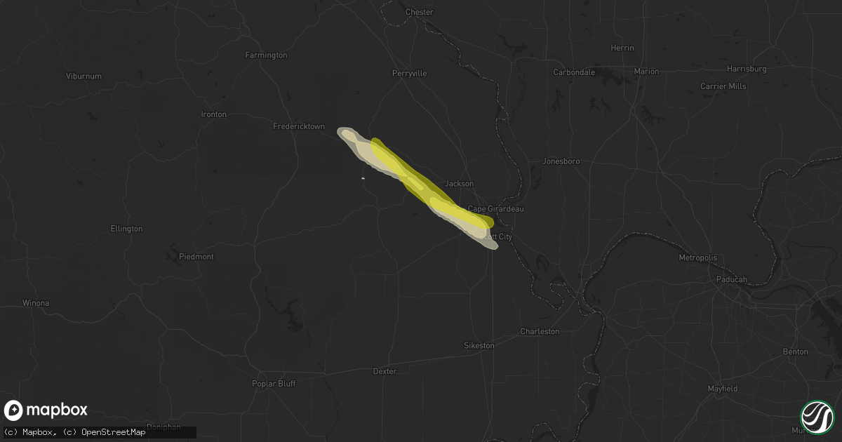 Hail map in Whitewater, MO on March 24, 2018