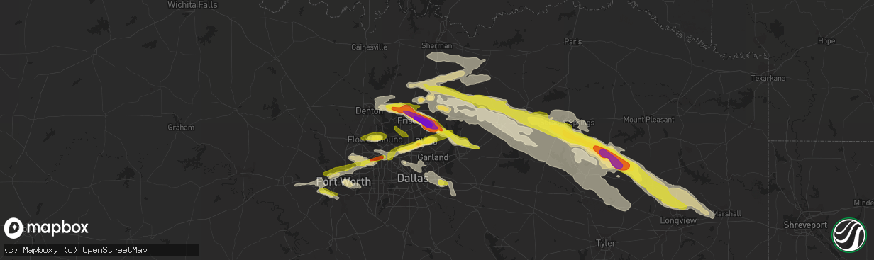 Hail map in Allen, TX on March 24, 2019