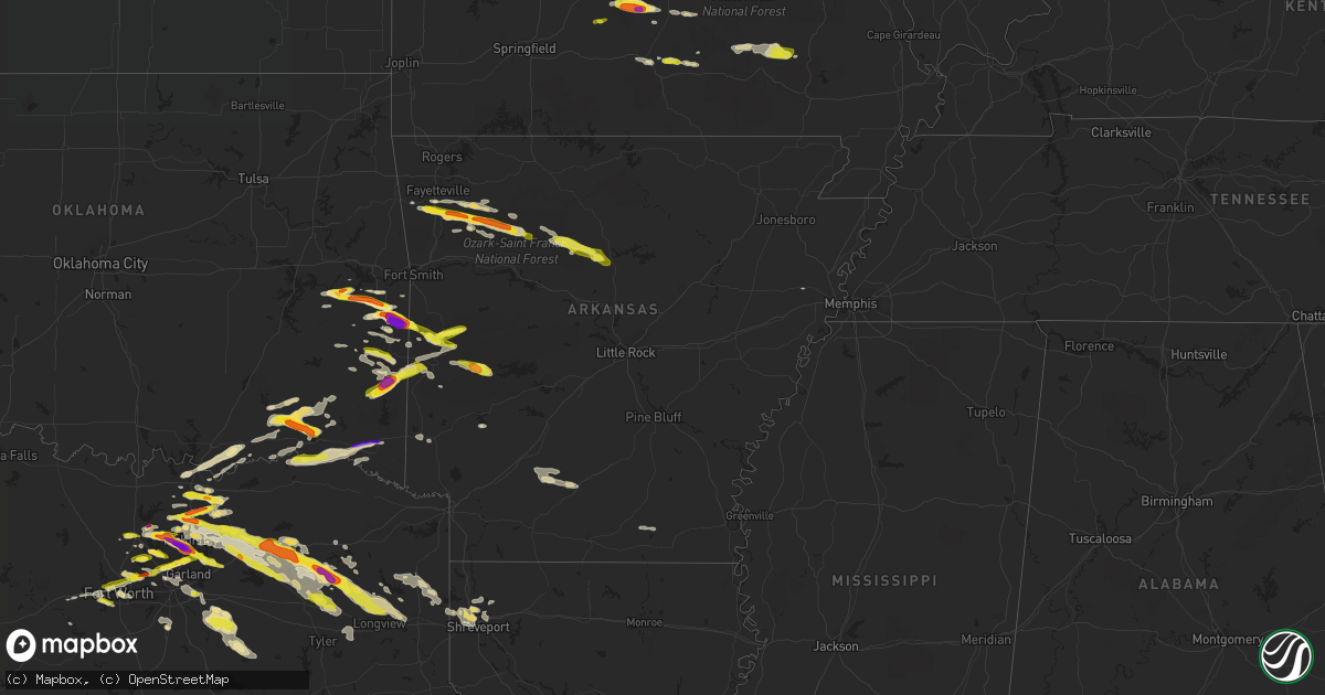 Hail map in Arkansas on March 24, 2019