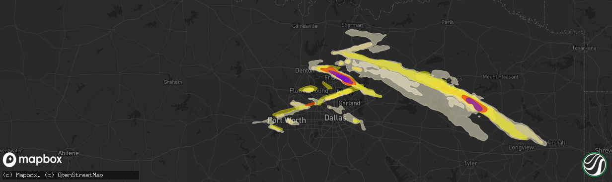 Hail map in Flower Mound, TX on March 24, 2019