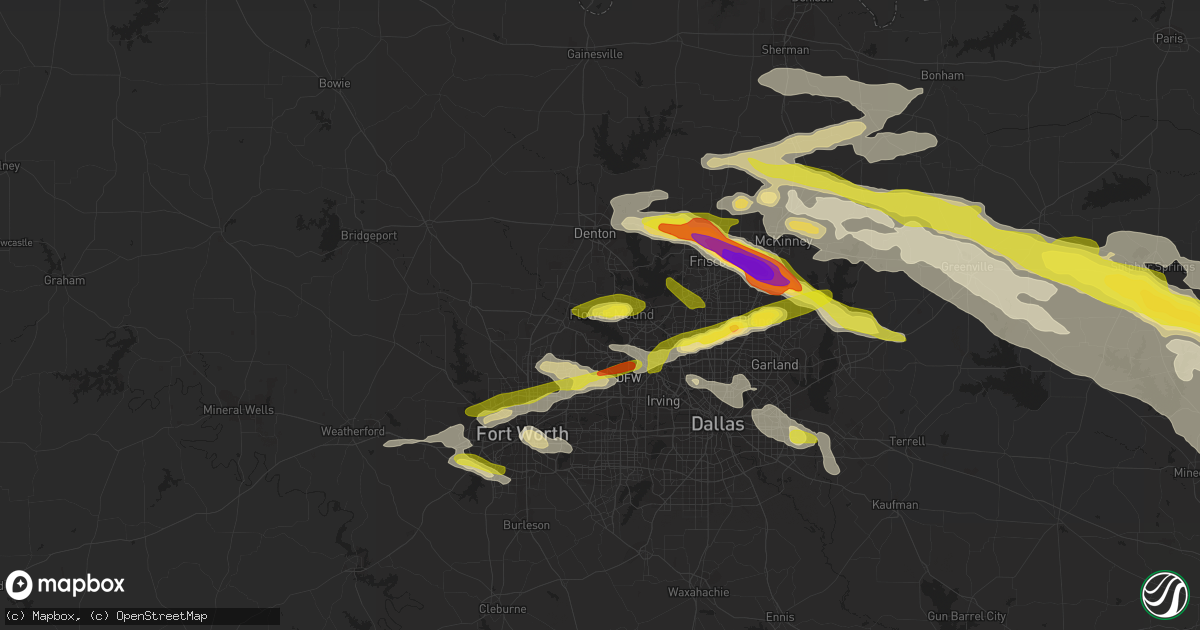 Hail map in Flower Mound, TX on March 24, 2019