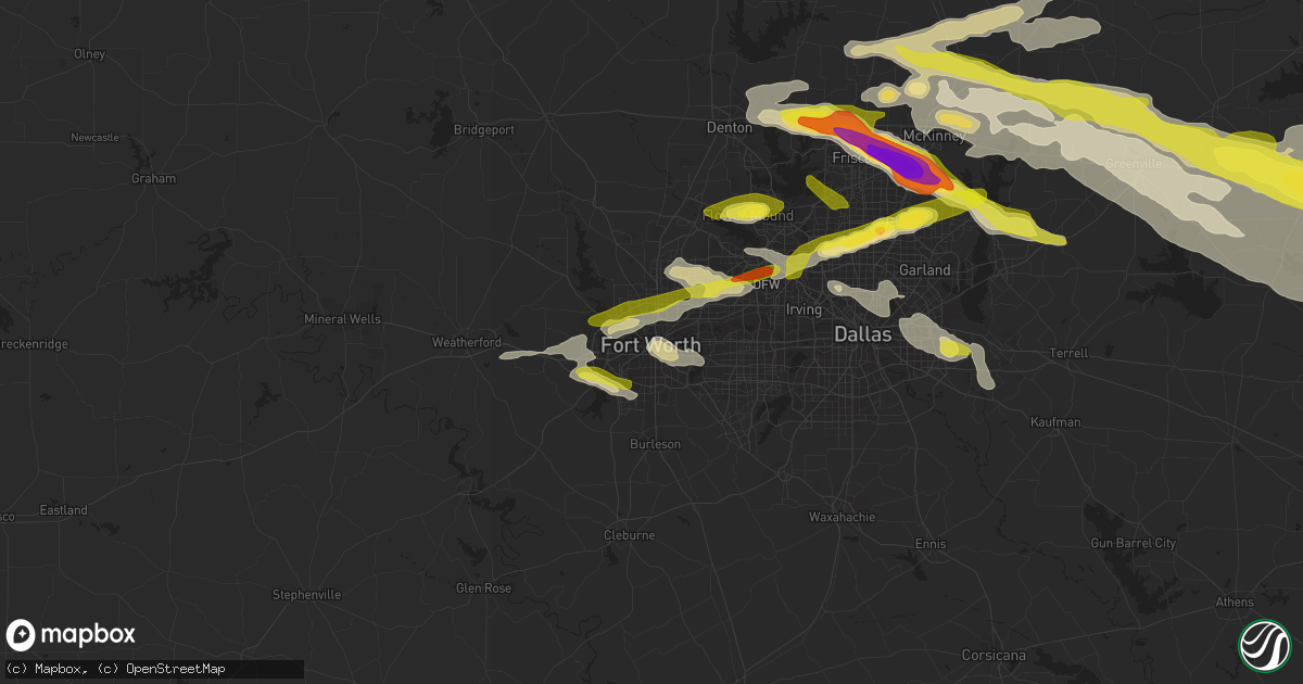 Hail map in Fort Worth, TX on March 24, 2019