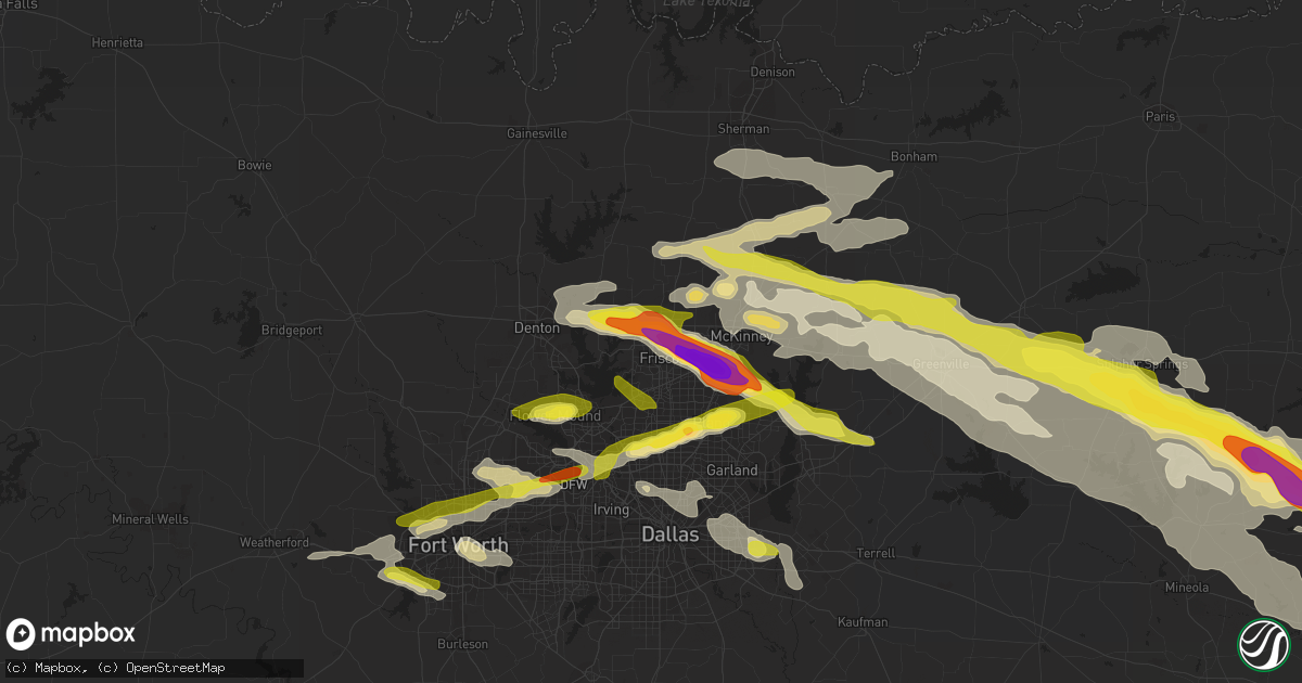 Hail map in Frisco, TX on March 24, 2019