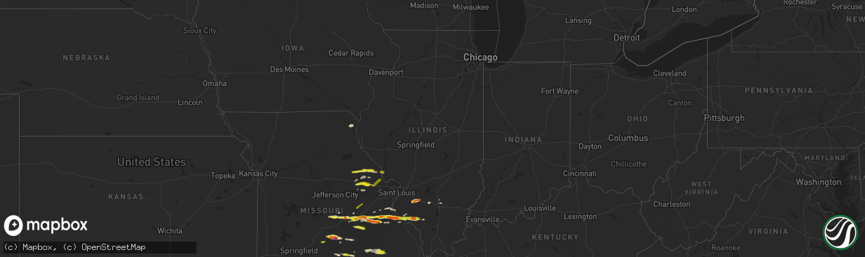 Hail map in Illinois on March 24, 2019