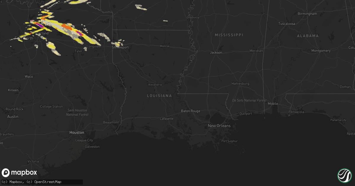 Hail map in Louisiana on March 24, 2019