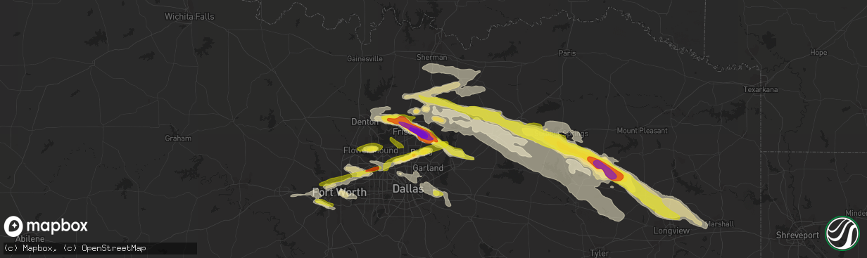 Hail map in Mckinney, TX on March 24, 2019