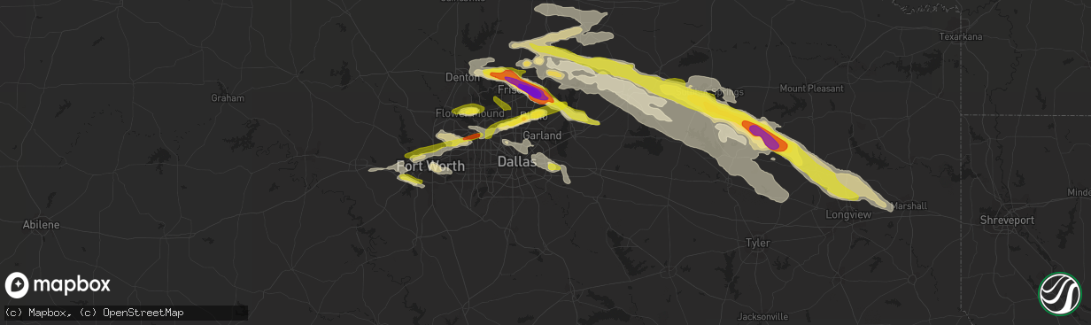 Hail map in Mesquite, TX on March 24, 2019