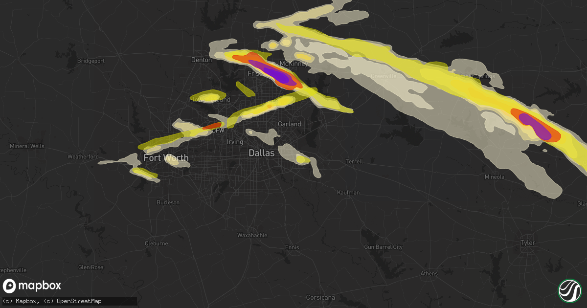Hail map in Mesquite, TX on March 24, 2019