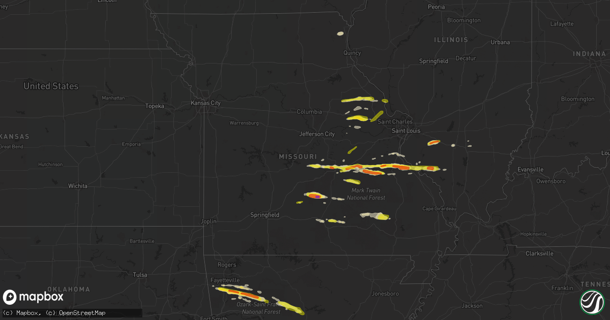 Hail map in Missouri on March 24, 2019