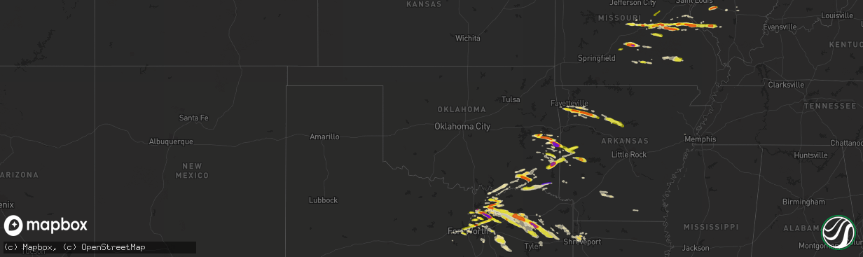 Hail map in Oklahoma on March 24, 2019