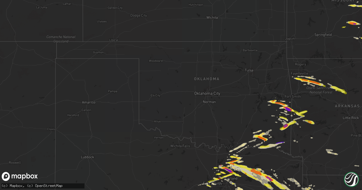 Hail map in Oklahoma on March 24, 2019