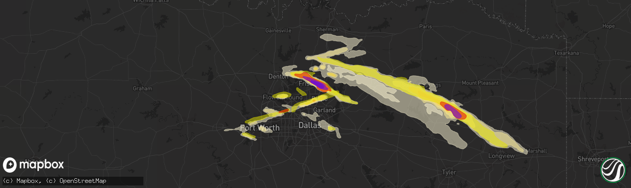 Hail map in Plano, TX on March 24, 2019