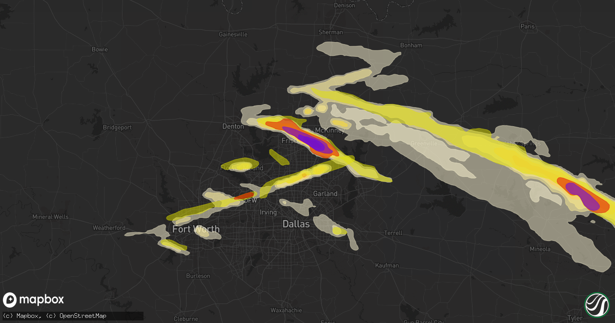 Hail map in Plano, TX on March 24, 2019
