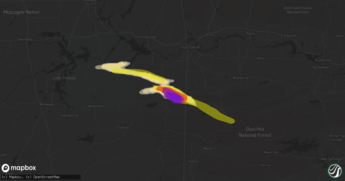 Hail map in Poteau, OK on March 24, 2019