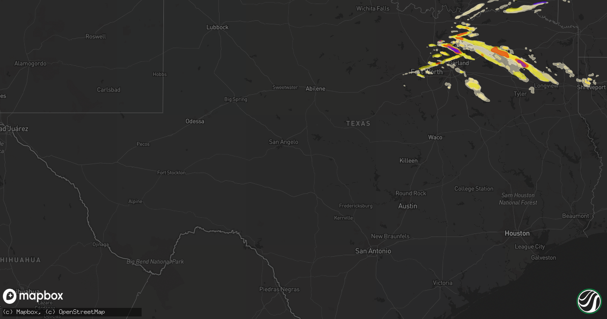 Hail map in Texas on March 24, 2019