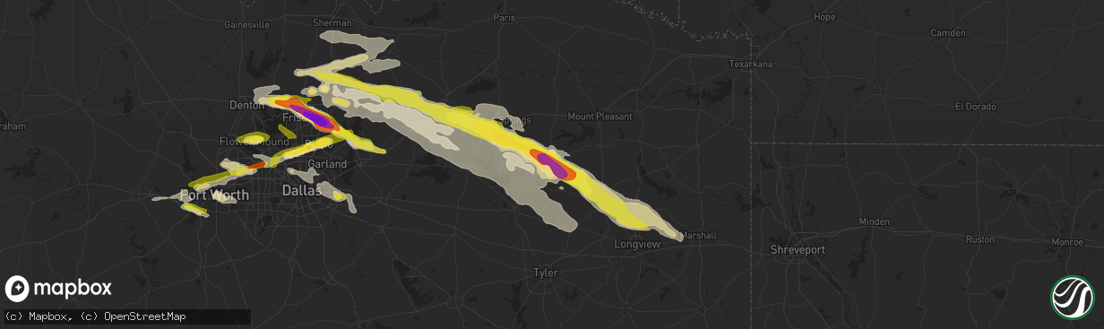 Hail map in Winnsboro, TX on March 24, 2019