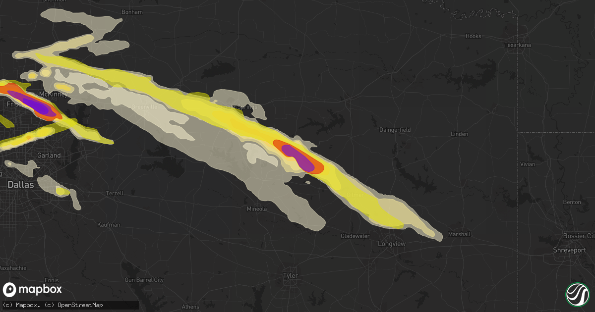 Hail map in Winnsboro, TX on March 24, 2019