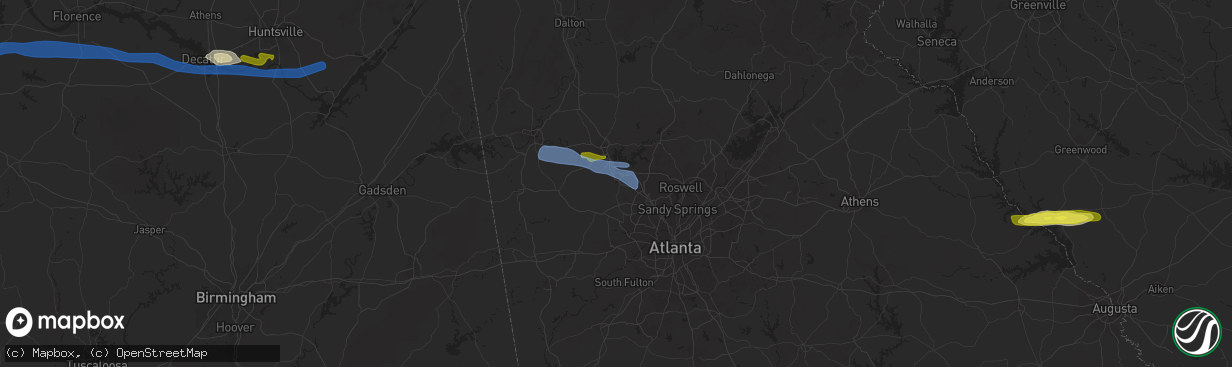 Hail map in Acworth, GA on March 24, 2020