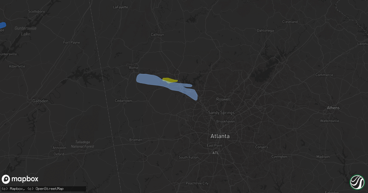 Hail map in Acworth, GA on March 24, 2020